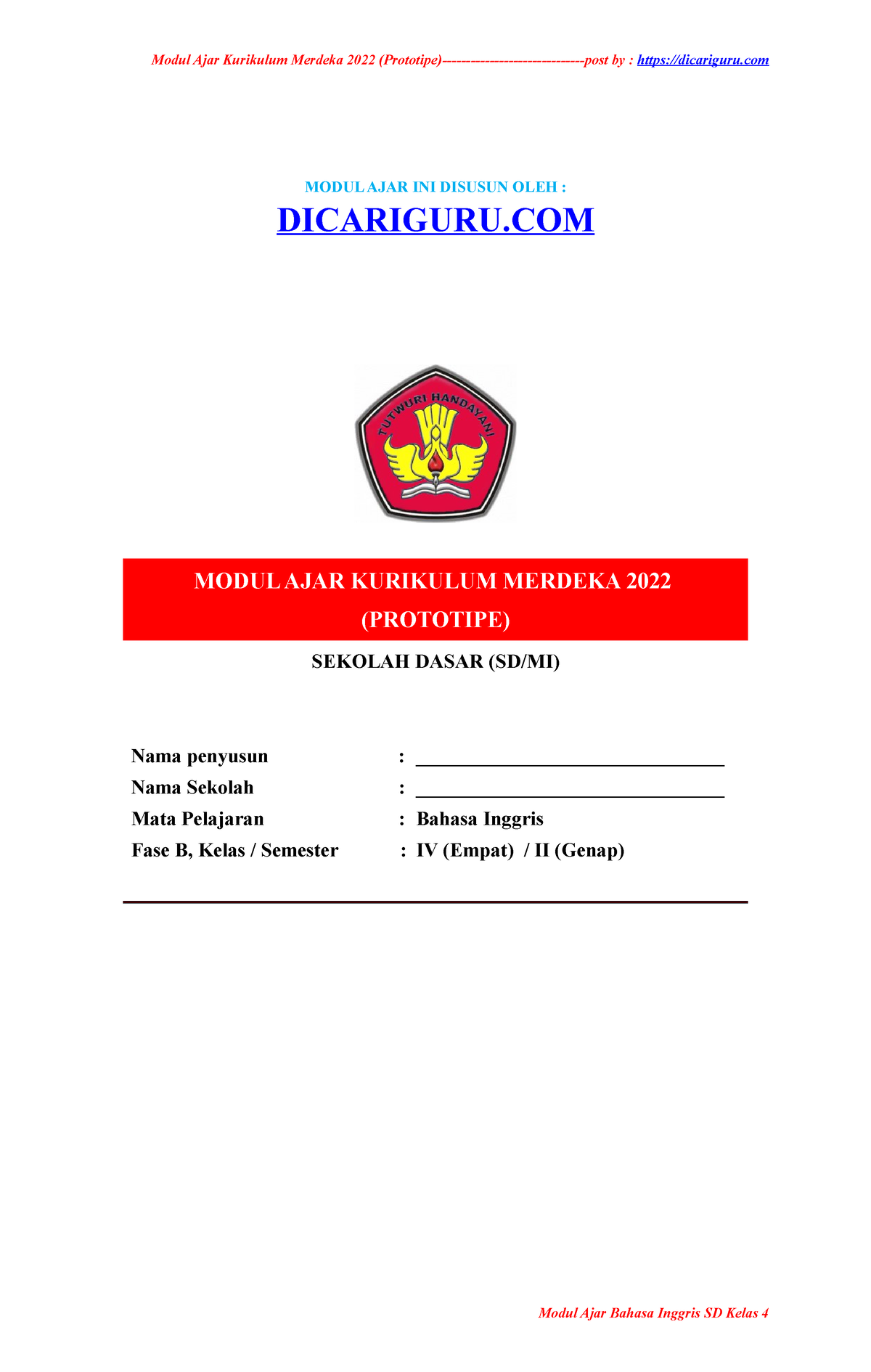 8. Modul Ajar B. Inggris Unit 8 Kelas 4 ( Dicariguru - MODUL AJAR INI ...