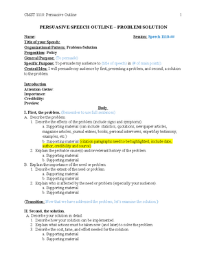 Cause-Effect Outline - 1 CAUSE/EFFECT PERSUASIVE SPEECH OUTLINE Name ...