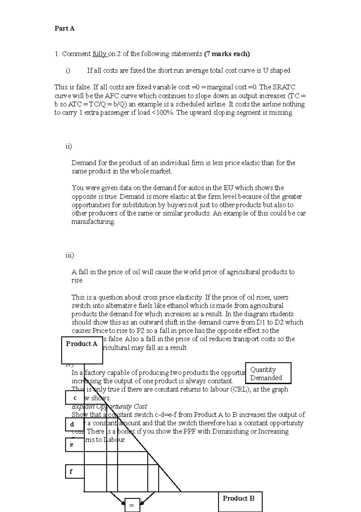 Exam 2009, answers - Part A 1. Comment fully on 2 of the following ...