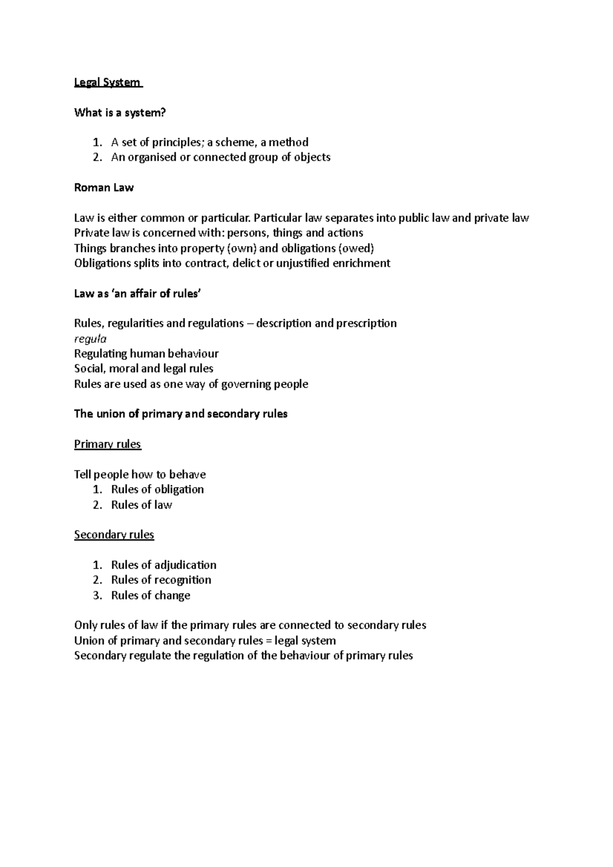 Legal System 1 - Lecture notes 1 - Legal System What is a system? 1. A ...