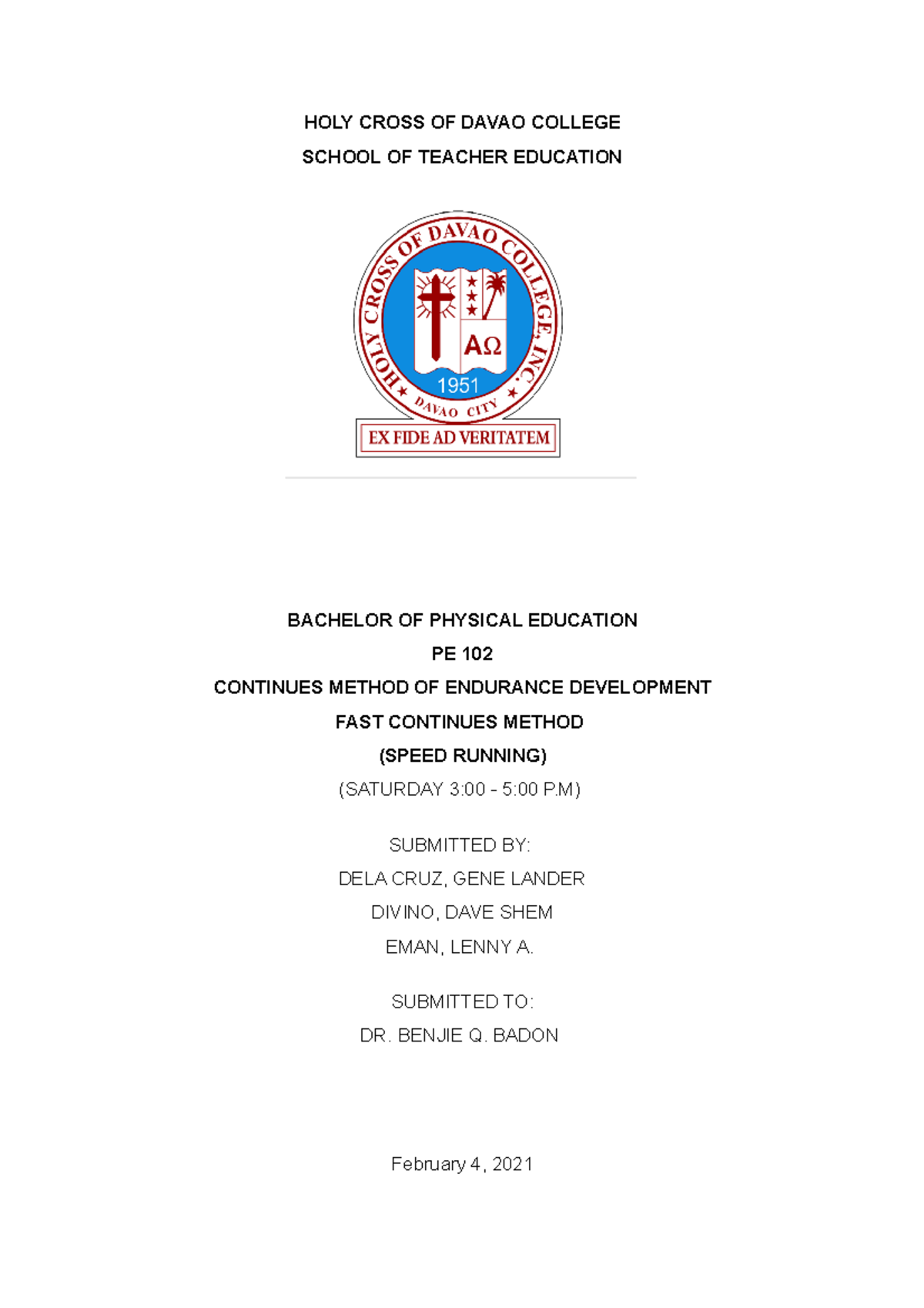 WEEK 4 Written Report - asdasd - HOLY CROSS OF DAVAO COLLEGE SCHOOL OF ...