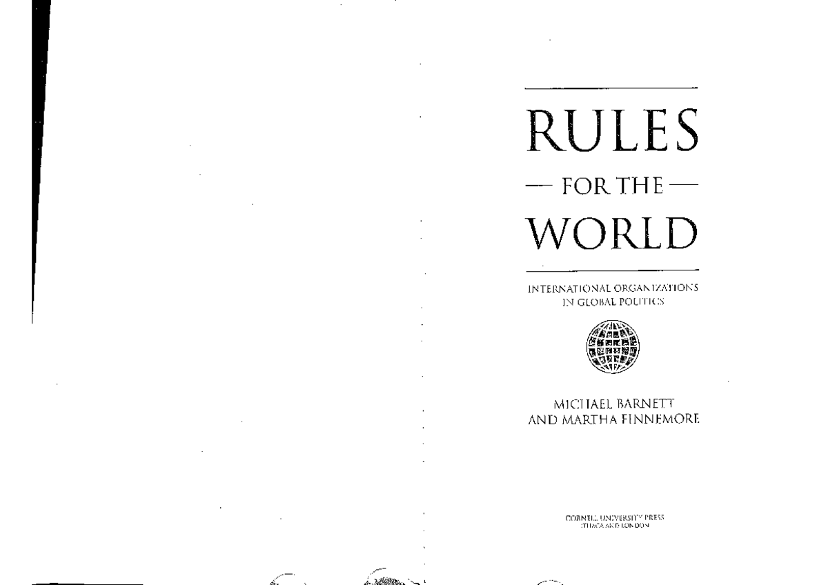 Barnett and Finnemore Rules for the World - Political Science - Studocu