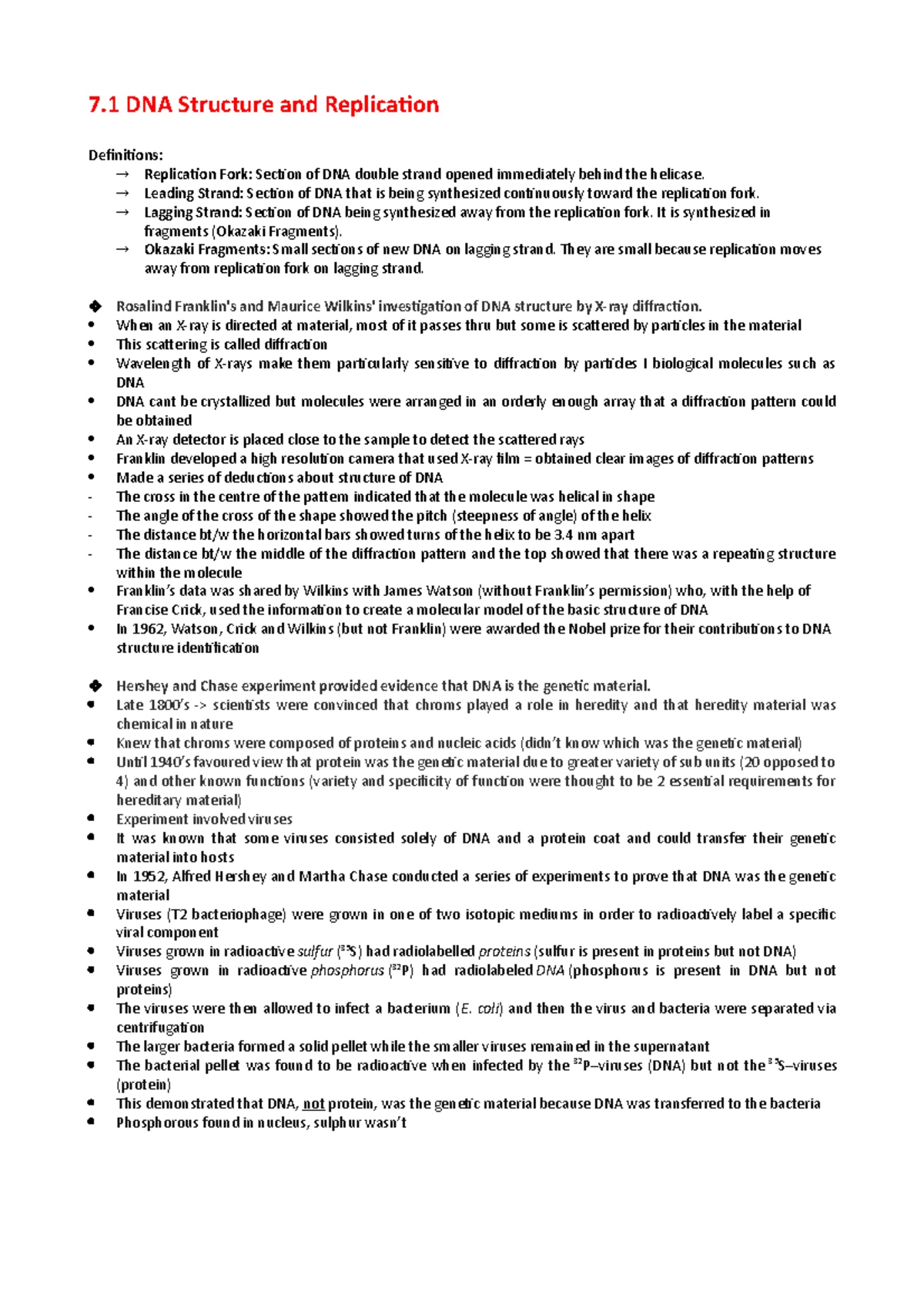 Topic 7 Nucleic Acids Lecture notes 7 7 DNA Structure and