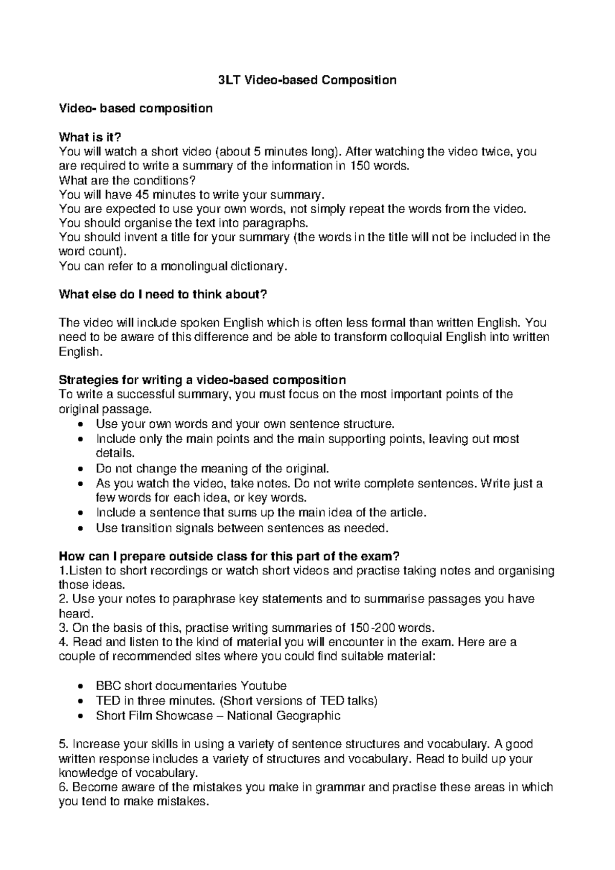 Writing Skills for Video Composition LT3 20222023 3LT Videobased