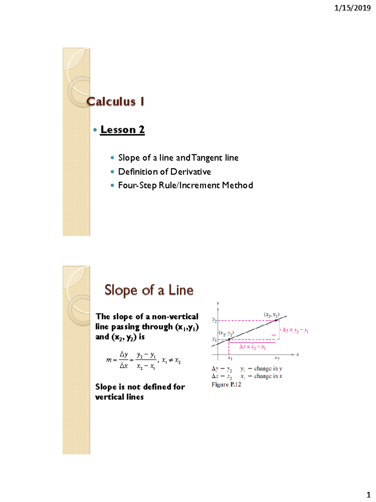 Caleng 1 Lesson 02 Slope of a Tangent Line and Four-Step Rule - 1/15 ...