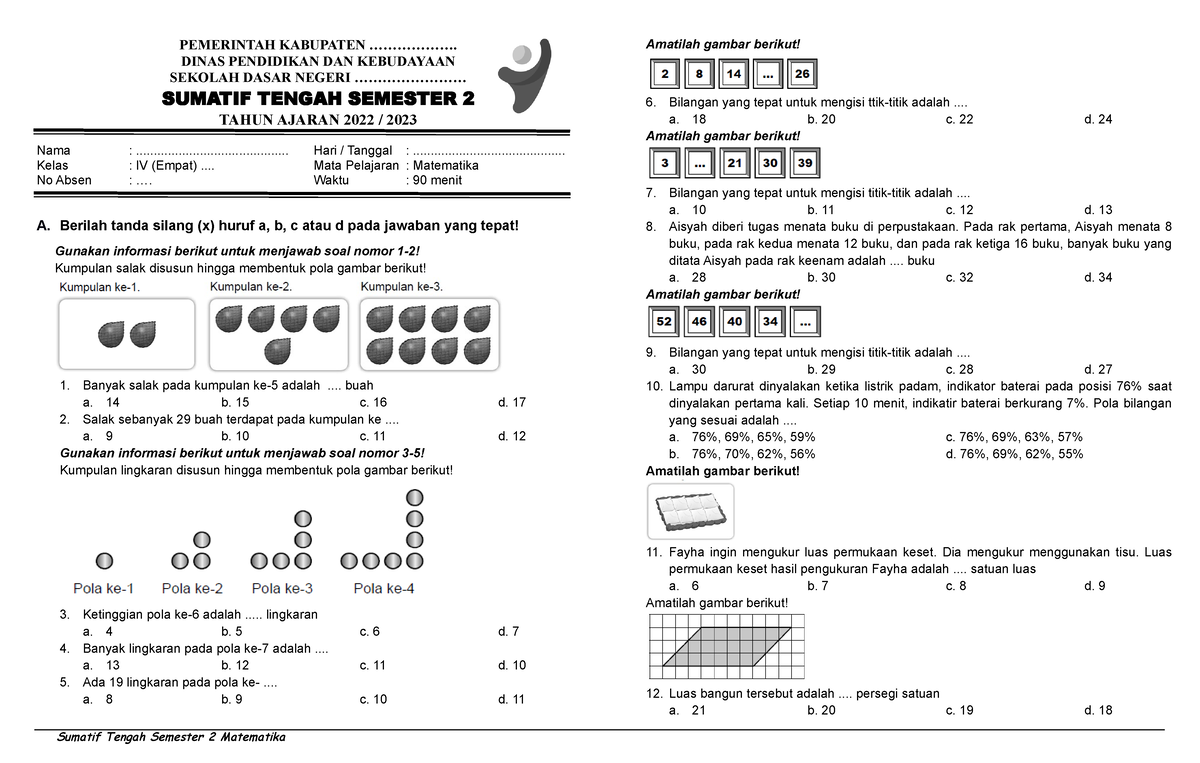 STS Matematika SEM 2 - Latihan Soal - PEMERINTAH KABUPATEN ...