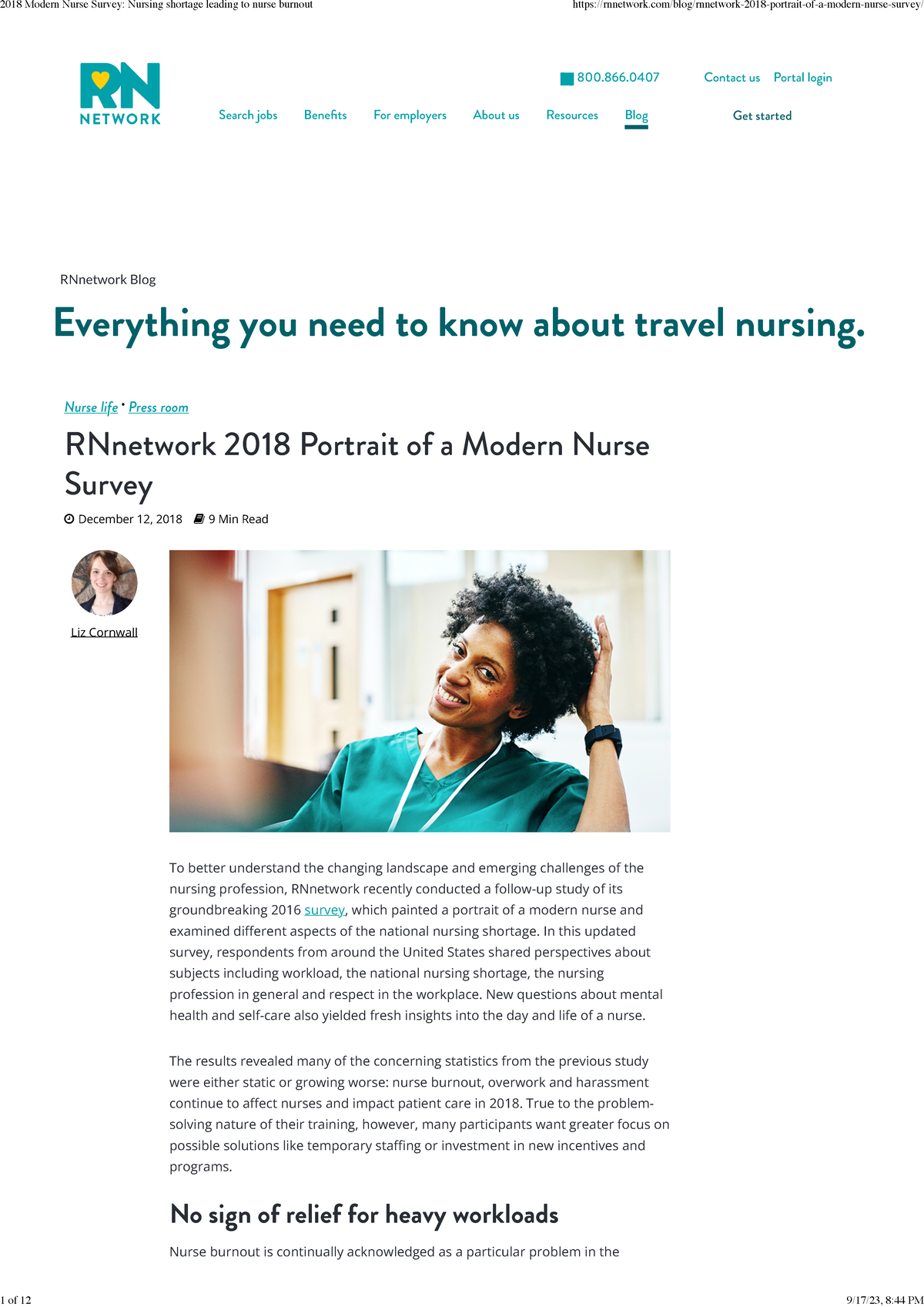 Sept+2023 Modern+Nurse+Survey+Nursing+shortage+leading+to+nurse+burnout ...