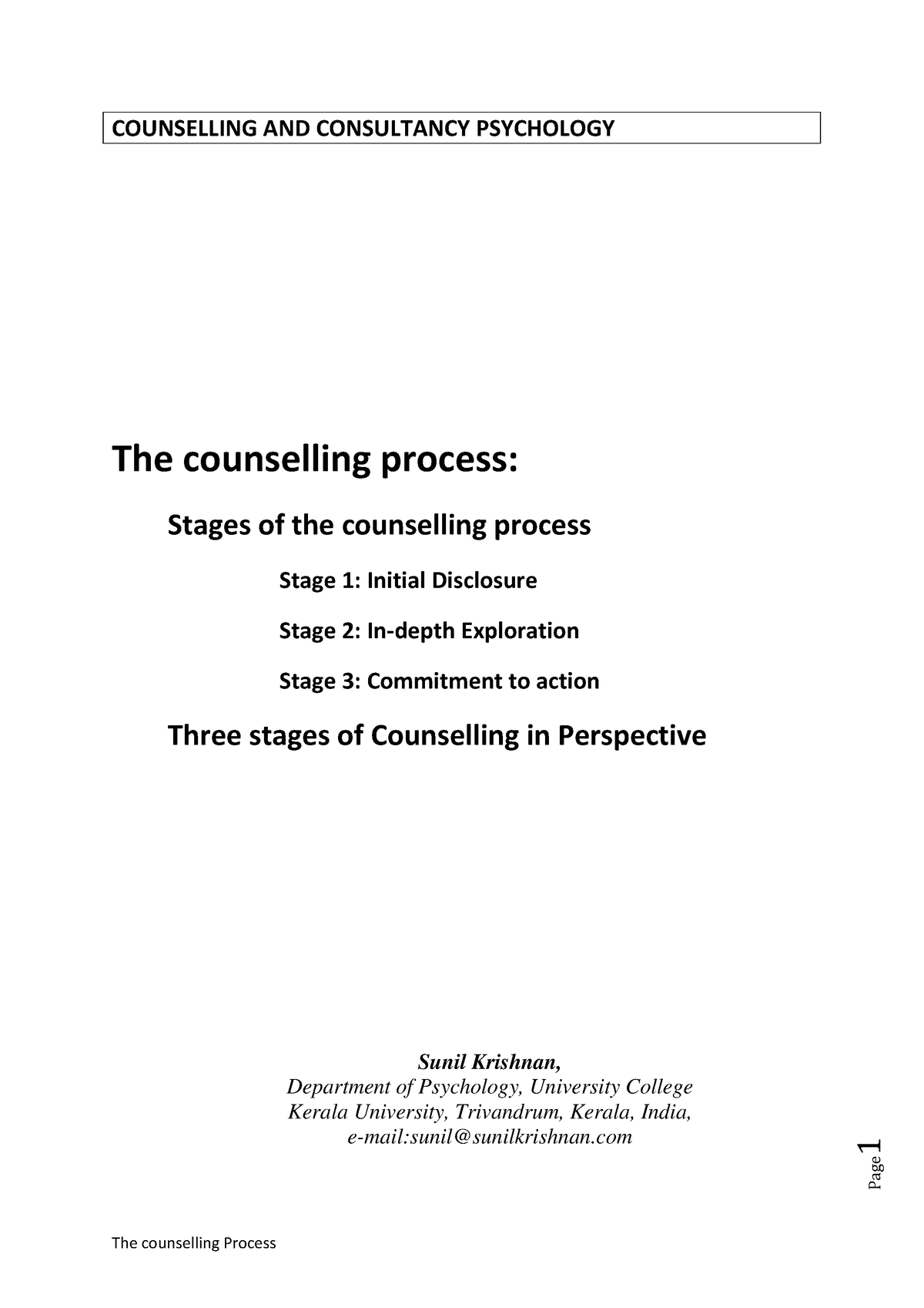 Stages Of Counselling - Counseling - Page 1 COUNSELLING AND CONSULTANCY ...