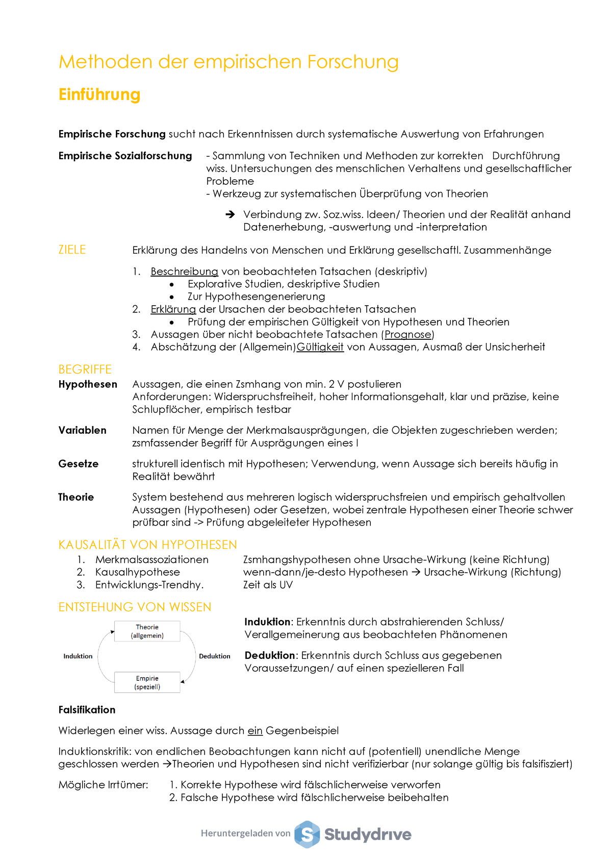 Zusammenfassung Methoden Der Empirischen Forschung - Methoden Der ...