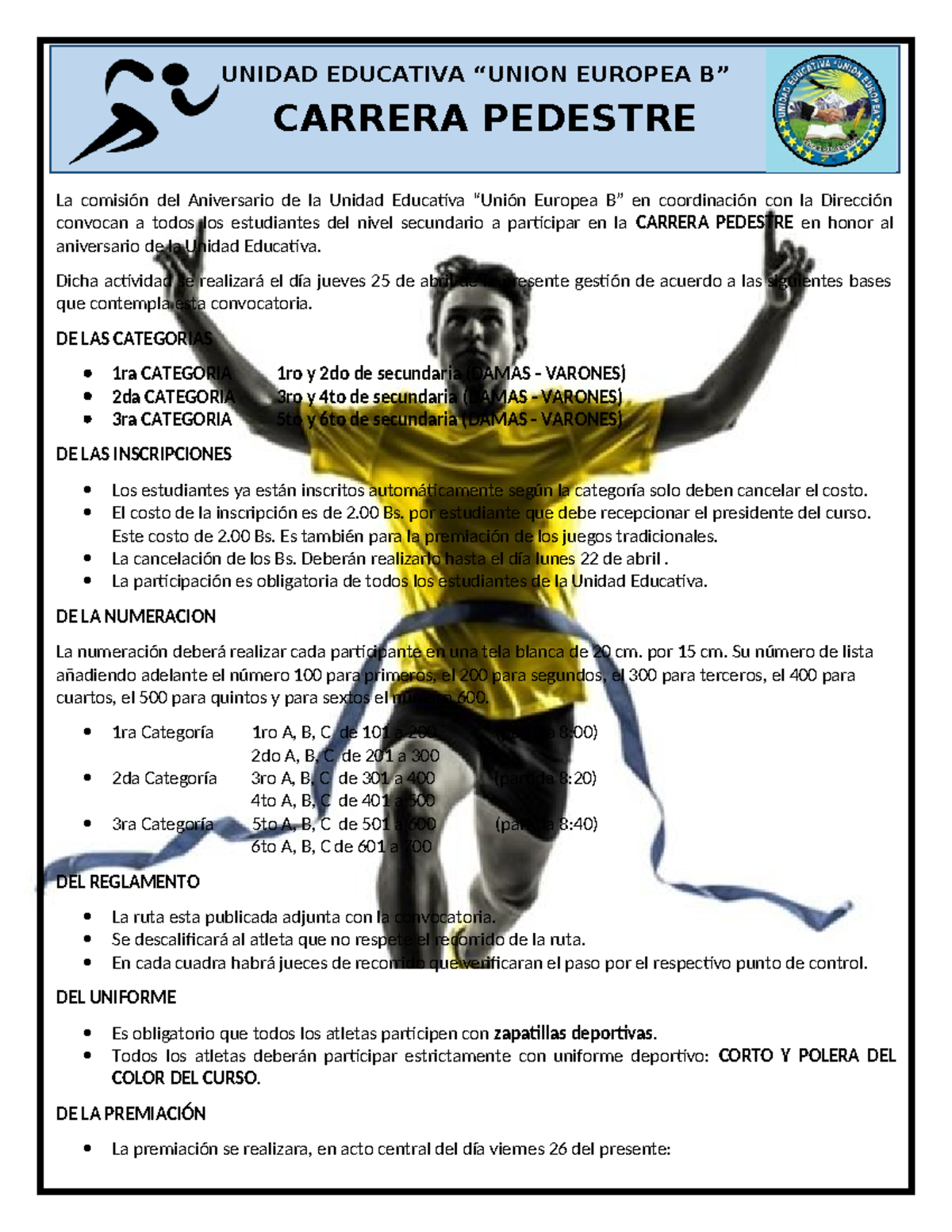Convocatoria carrera pedestre 2024 - La comisión del Aniversario de la ...