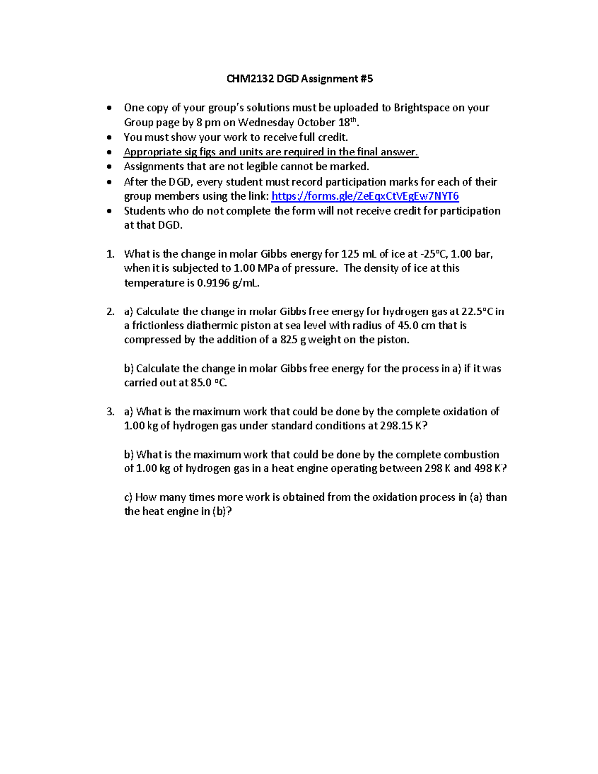 CHM2132 DGD assign 5 2023 - CHM2132 DGD Assignment # 5 One copy of your ...