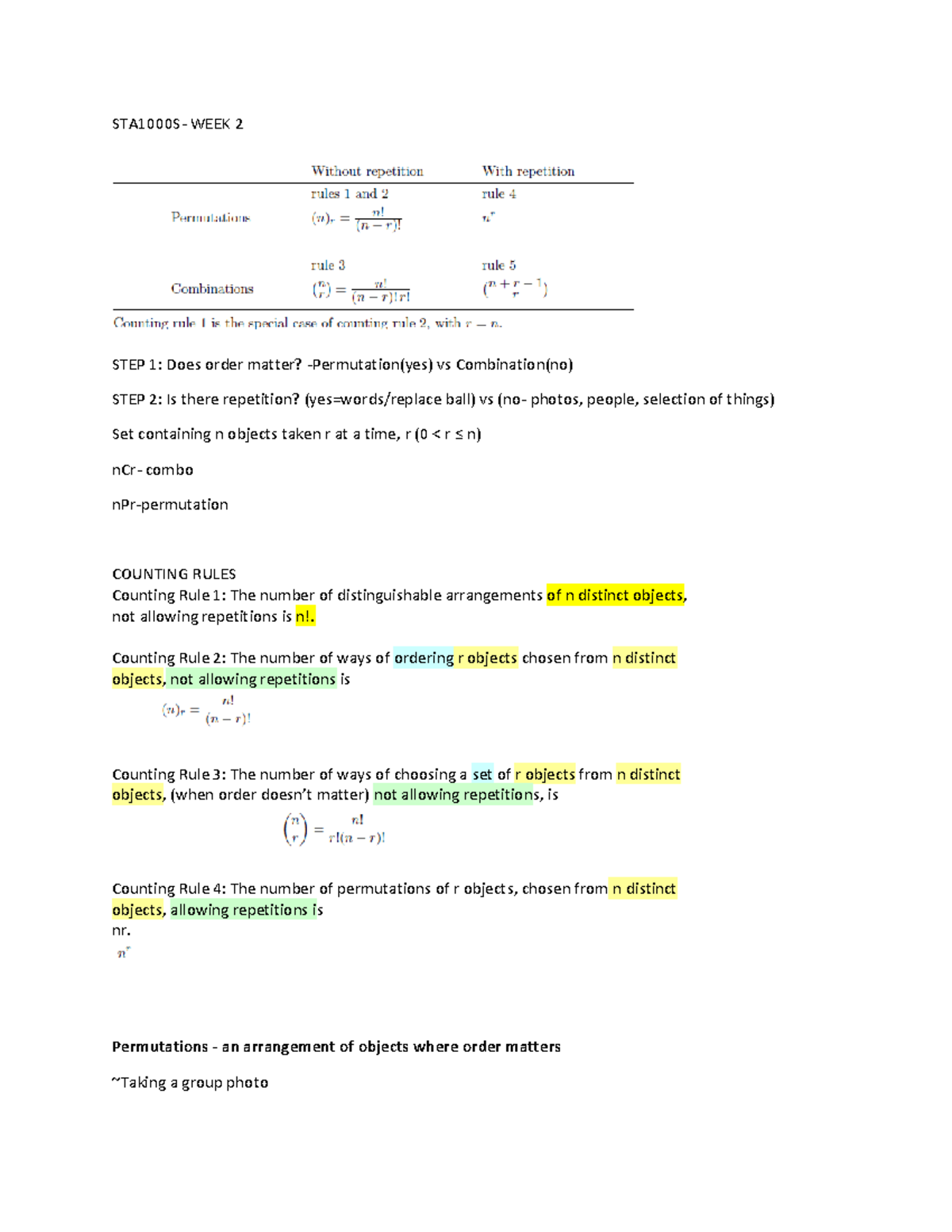 Week 2 - STA1000S - Summary of week 2 of STA1000 - STA1000S- WEEK 2 ...