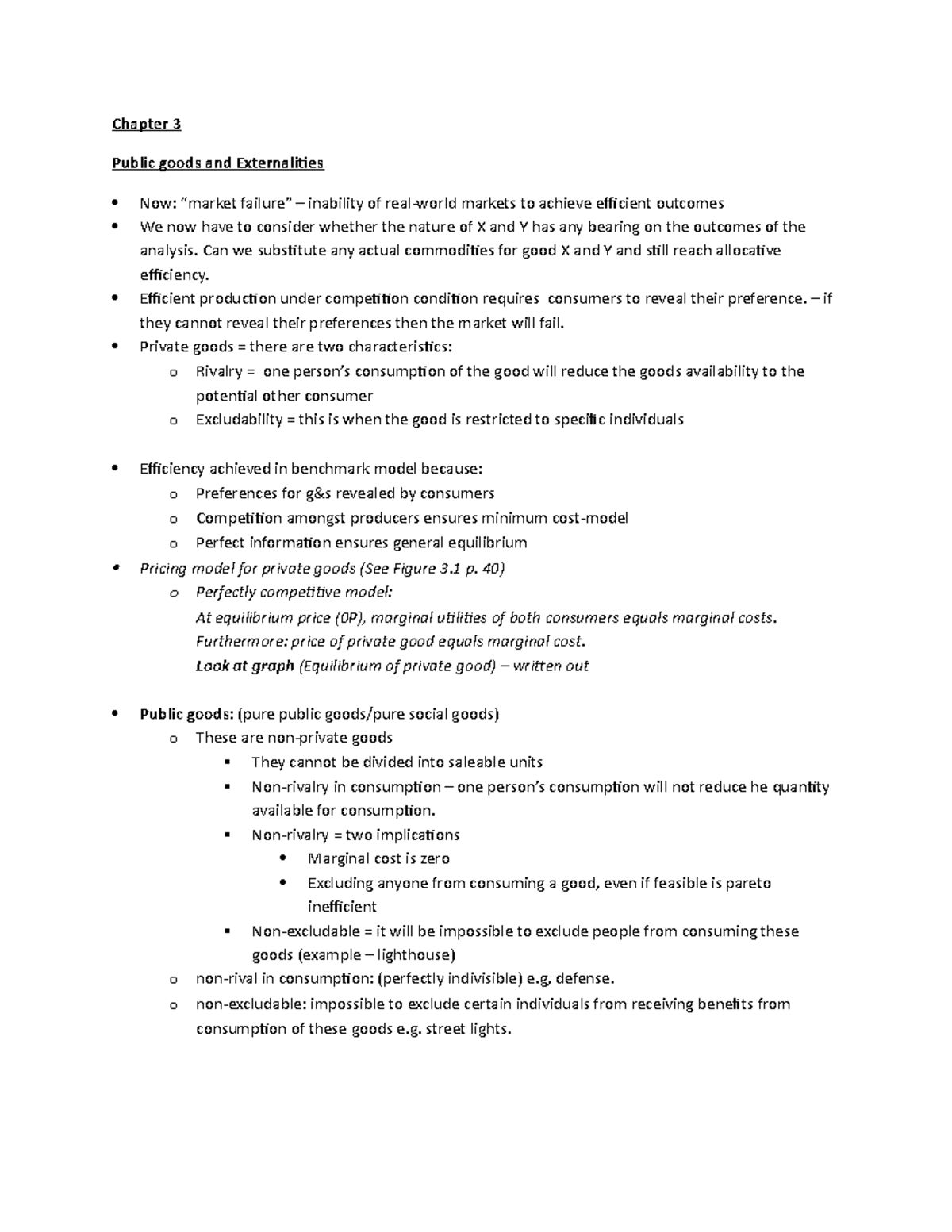 Chapter 3 - Economics 310 Summaries - Chapter 3 Public goods and ...