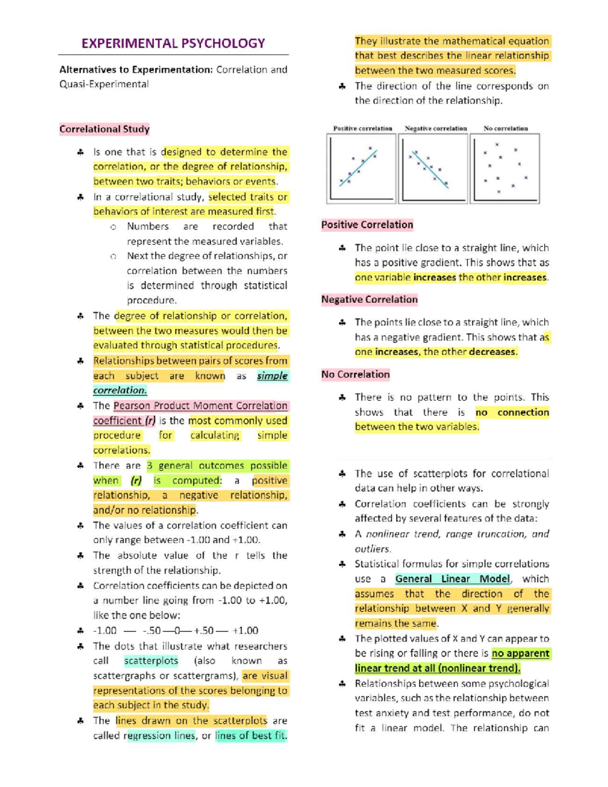 Experimental Psychology ( Midterm) Highlighted - Studocu