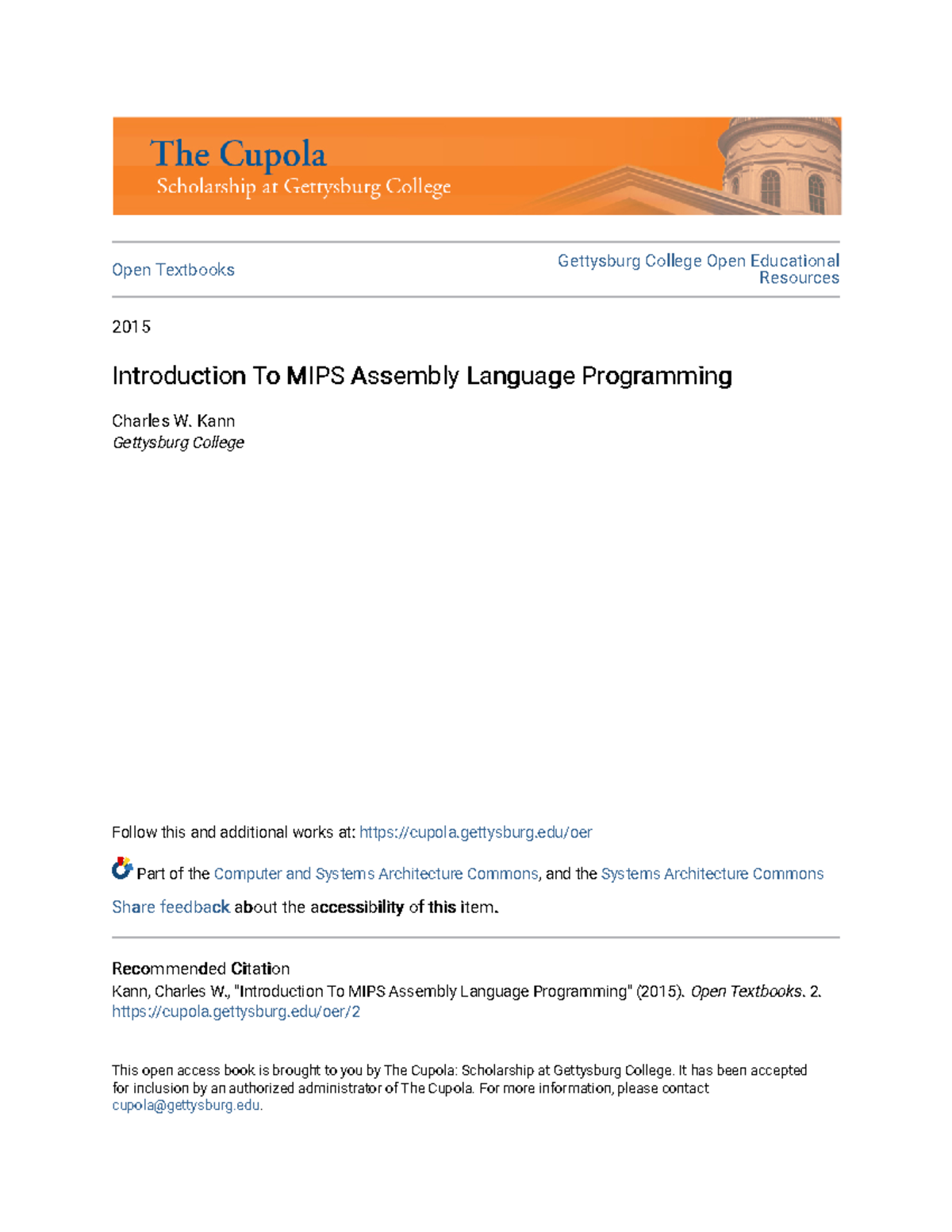 Introduction To MIPS Assembly Language Programming - Open Textbooks ...