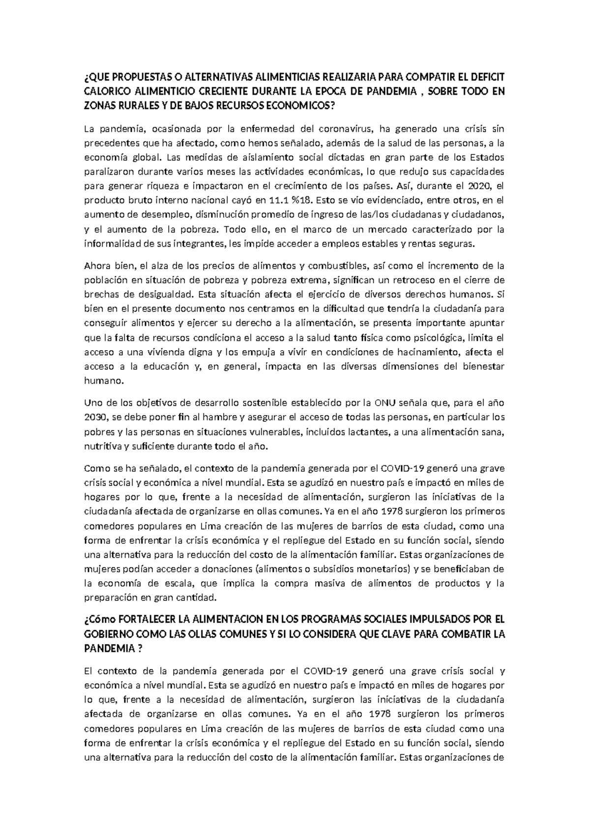 Ollas Comunes - ¿QUE PROPUESTAS O ALTERNATIVAS ALIMENTICIAS REALIZARIA ...
