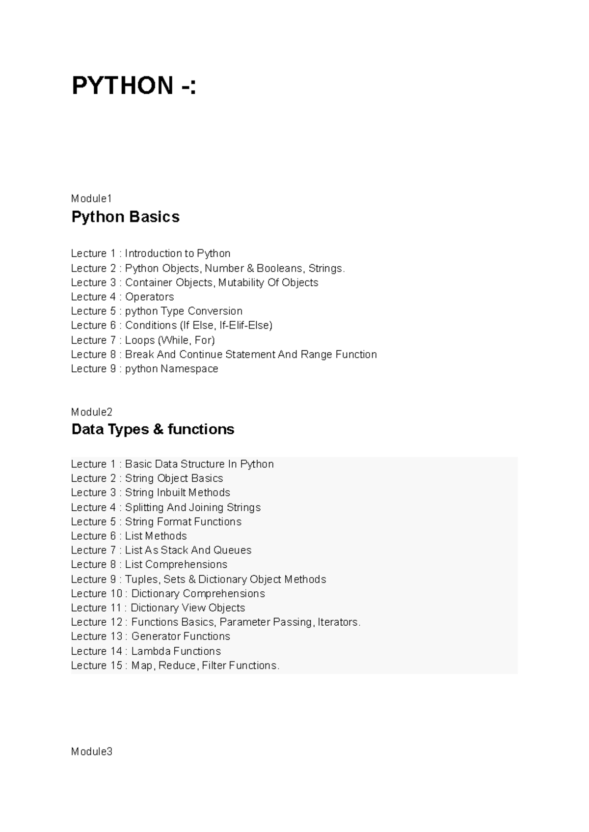 DATA Science AND Generative AI - PYTHON -: Module Python Basics Lecture ...