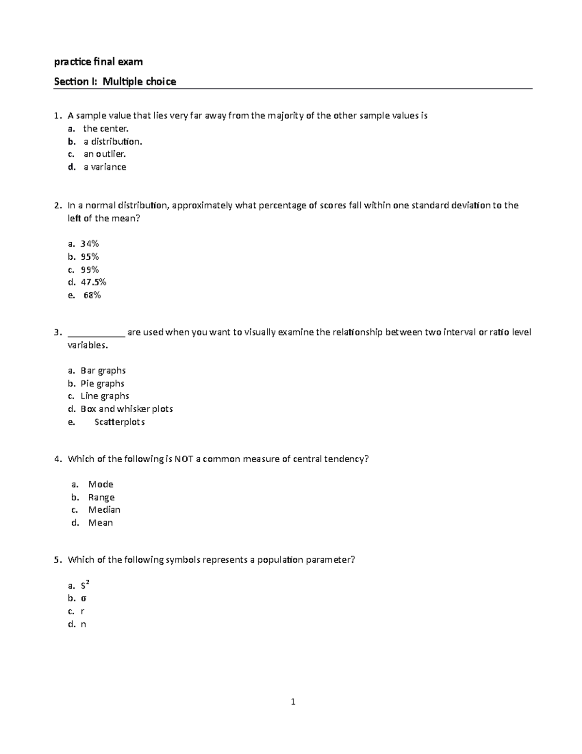 Practice exam - Units covered from the entire semester: multiple choice ...