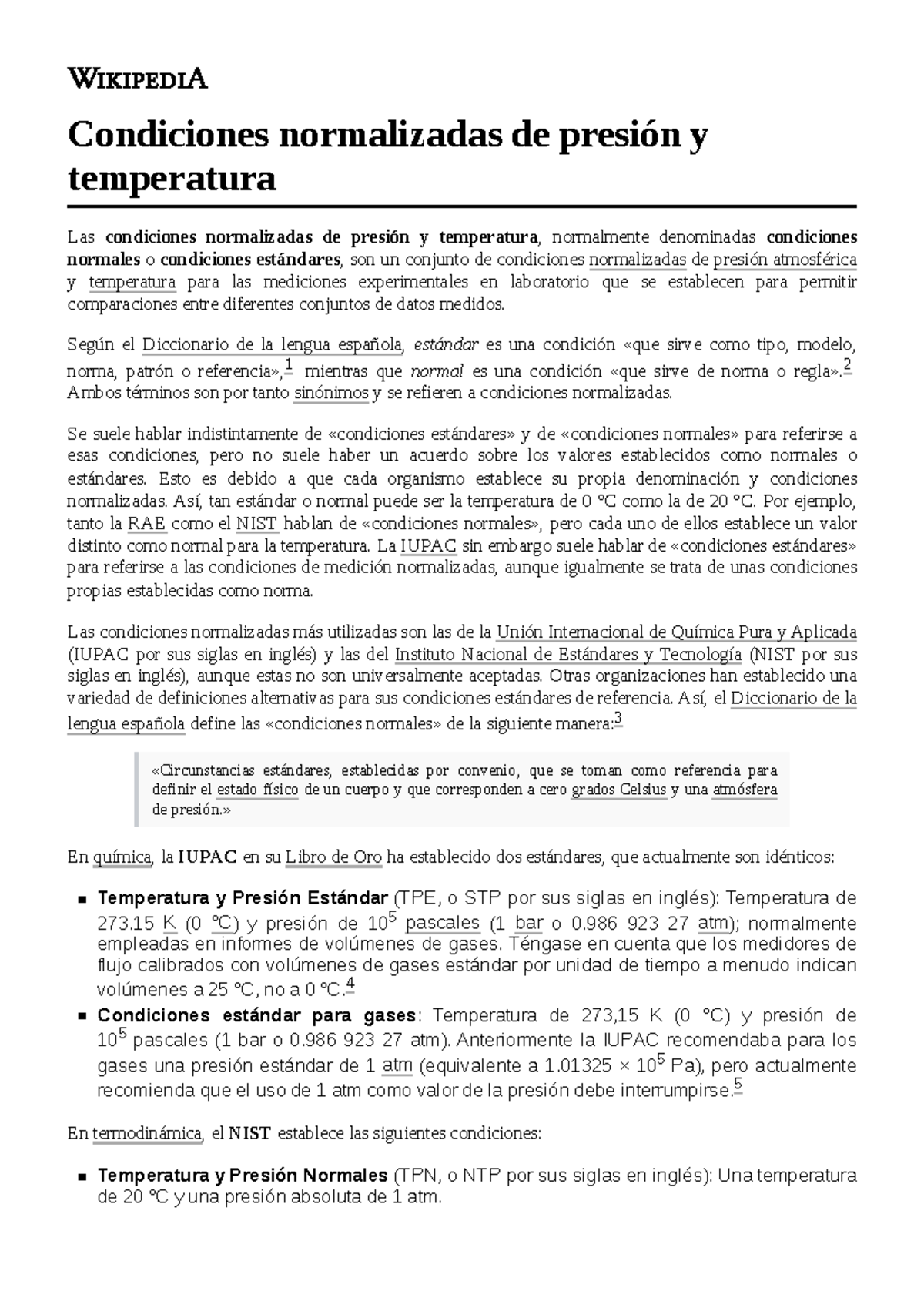 Condiciones normalizadas de presión y temperatura Condiciones normalizadas de presión y Studocu