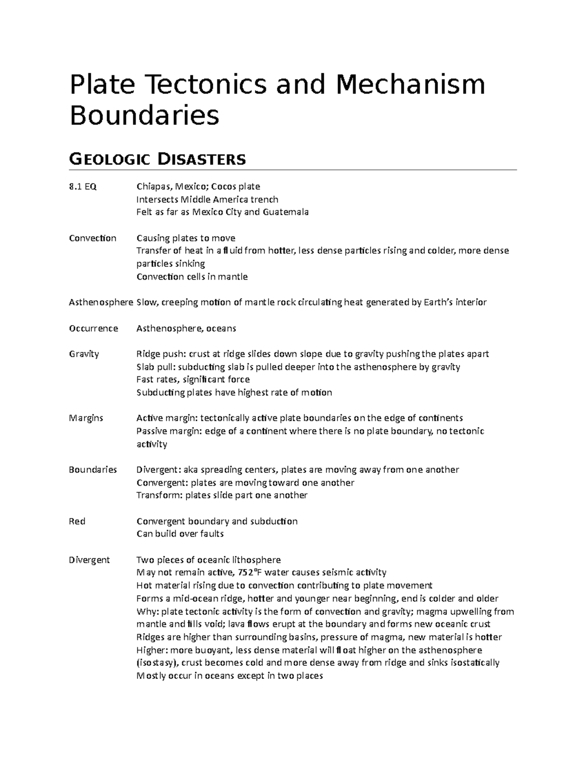 Plate Tectonics and Mechanism Boundaries Plate Tectonics and