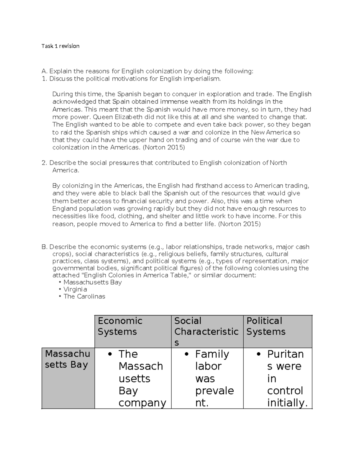 History Task 1 - Copy - task1 - Task 1 revision A. Explain the reasons ...