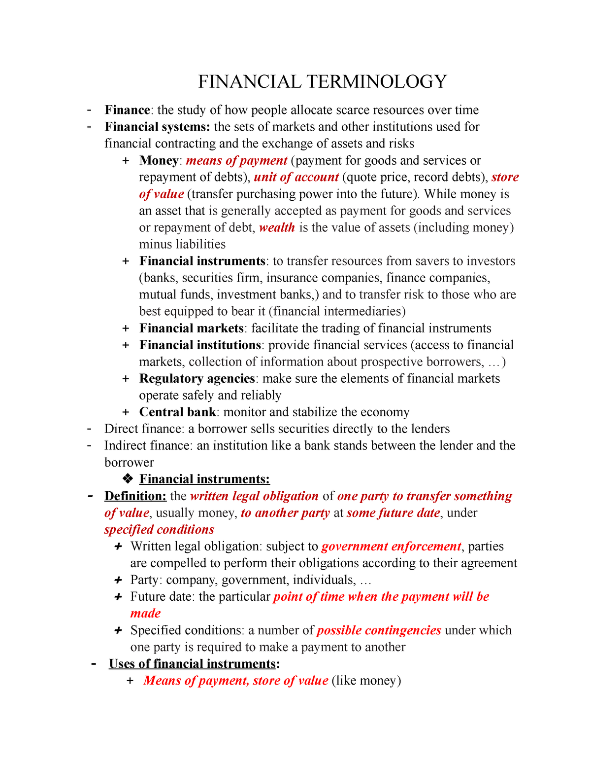 Financial Terminology - FINANCIAL TERMINOLOGY Finance : The Study Of ...