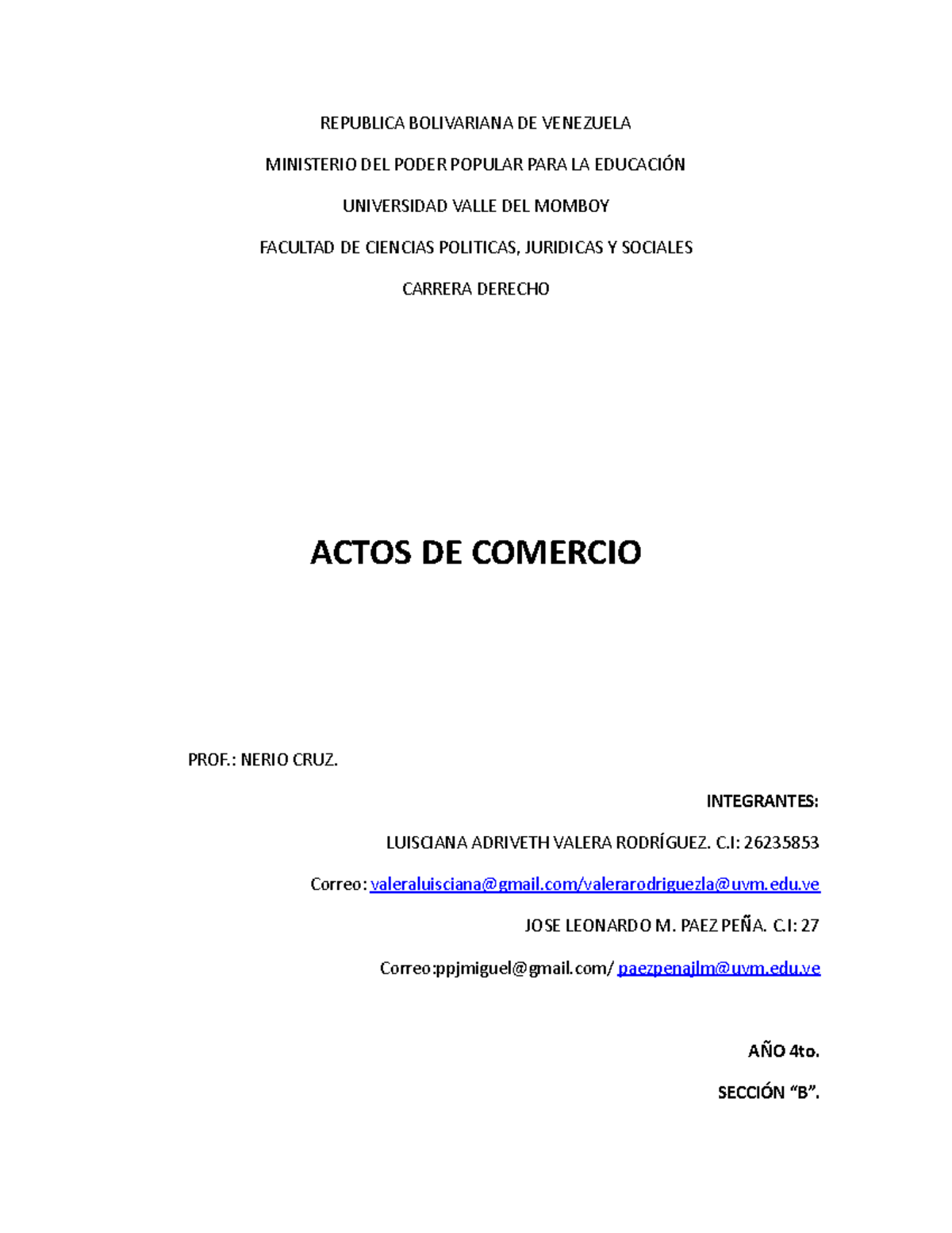 Tema 1 Derecho Mercantil, Teoria Del Acto - REPUBLICA BOLIVARIANA DE ...