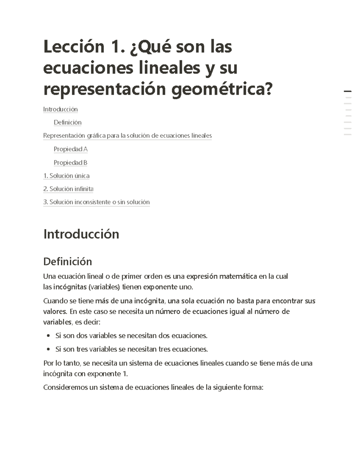 Leccio~1 Leccio 1 Lección 1 ¿qué Son Las Ecuaciones Lineales Y Su