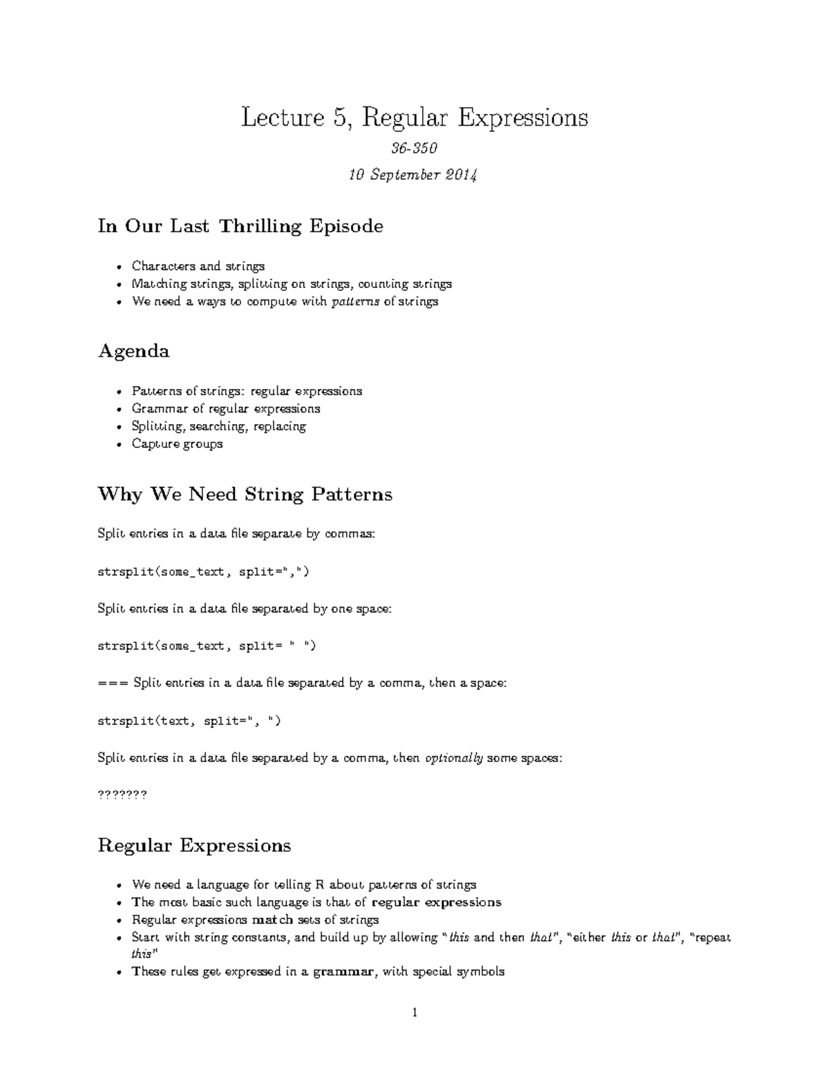 Lecture-05 - Lecture notes 5 - Lecture 5, Regular Expressions 36- 10 ...