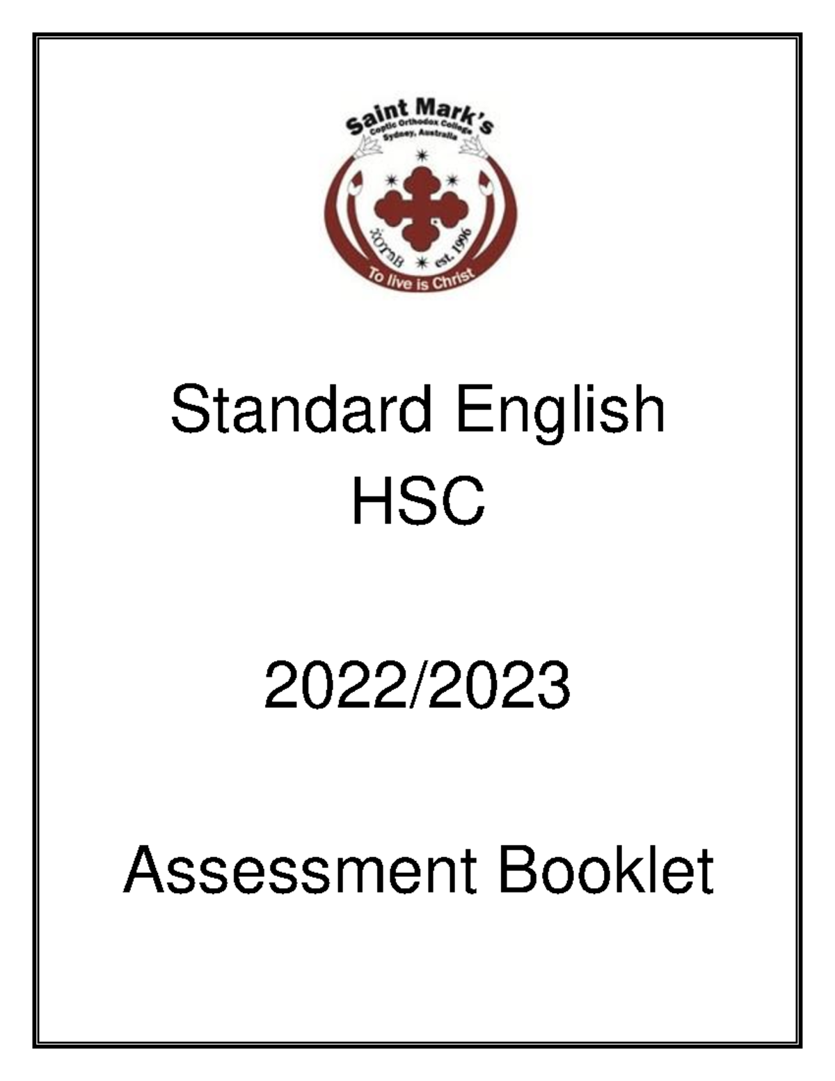 2023 Hsc Standard Assessment Booklet 1 Standard English Hsc 2022 20 23 Assessment Booklet