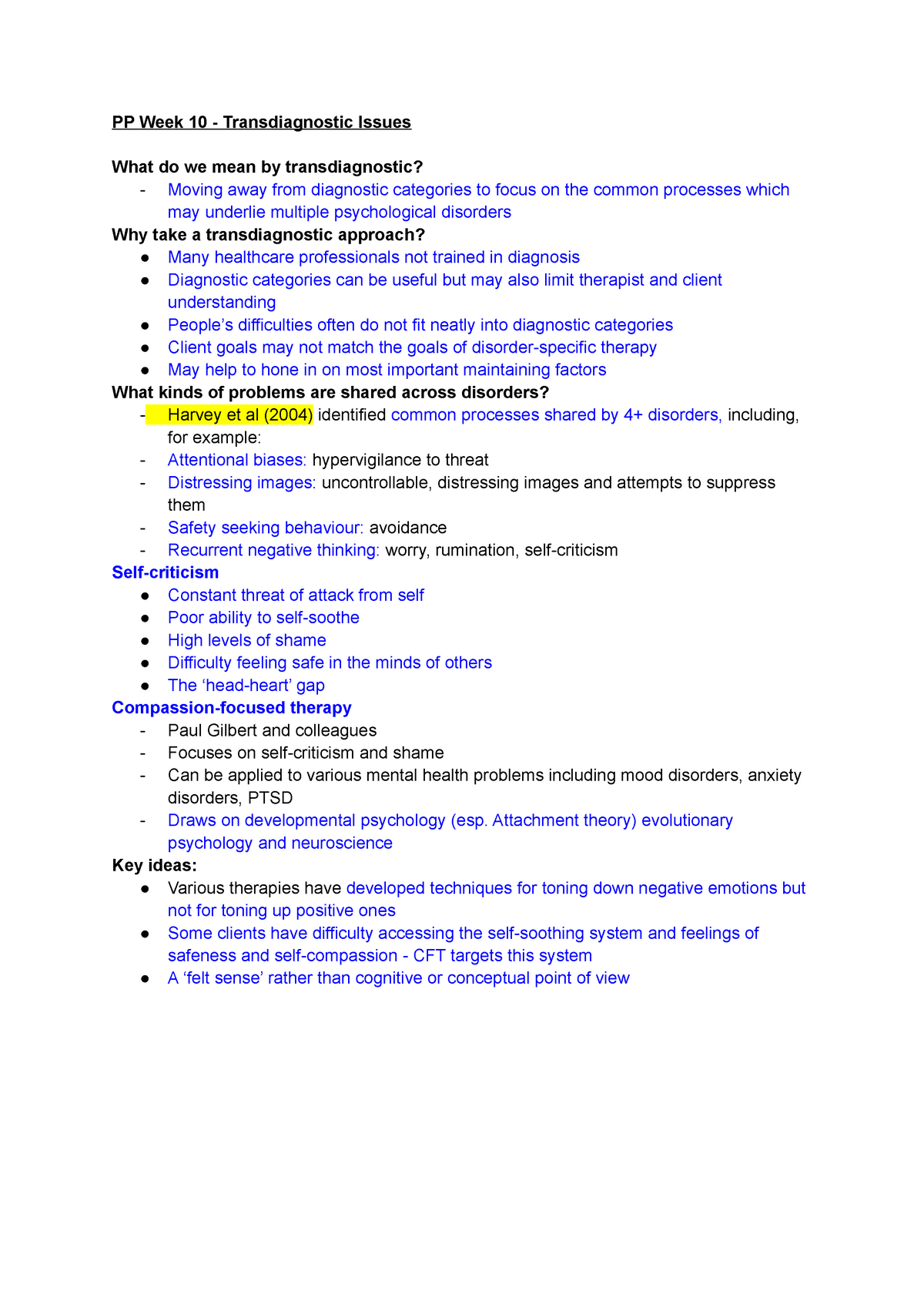 PP Week 10 - Transdiagnostic Issues - PP Week 10 - Transdiagnostic ...