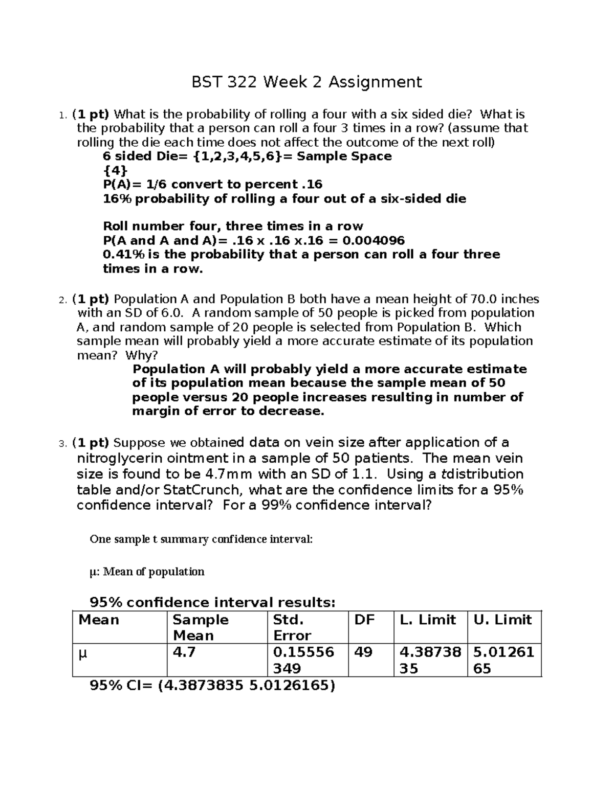 BST 322 Week 2 Assignment - BST 322 Week 2 Assignment 1. ( 1 Pt) What ...