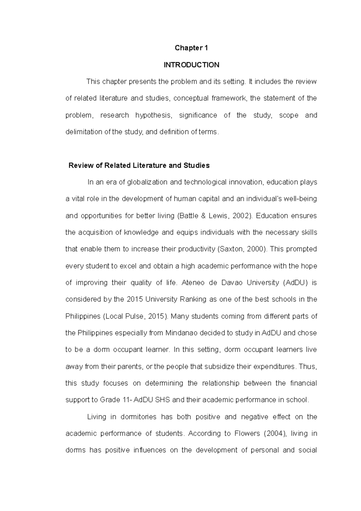 Research COPY Chapter 1 INTRODUCTION This chapter presents the