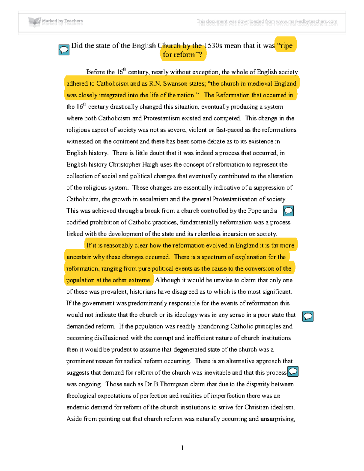 Did the state of the english church by the 1530s mean that it was ripe ...