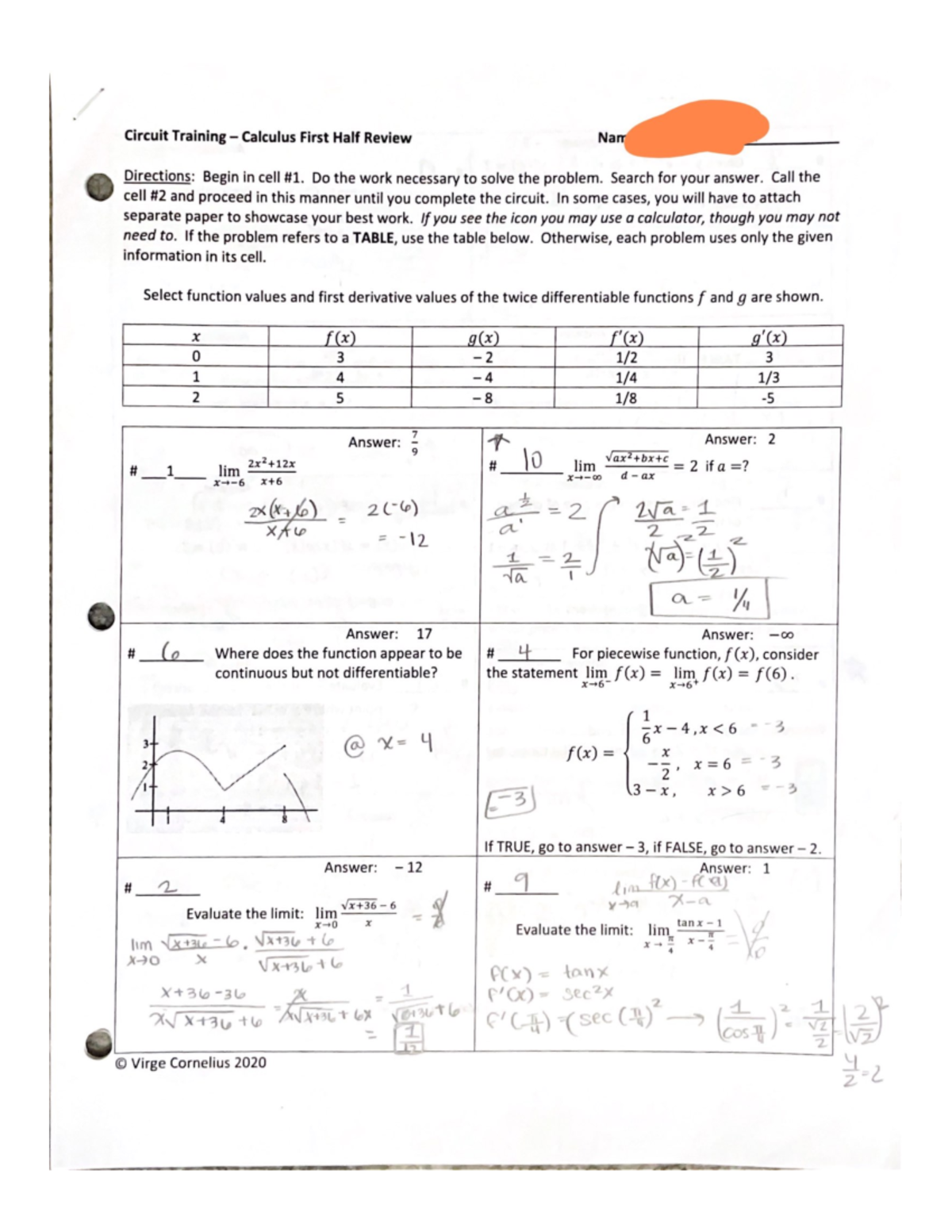 Calculus Circuit Training First Half - MA 1713 - Studocu