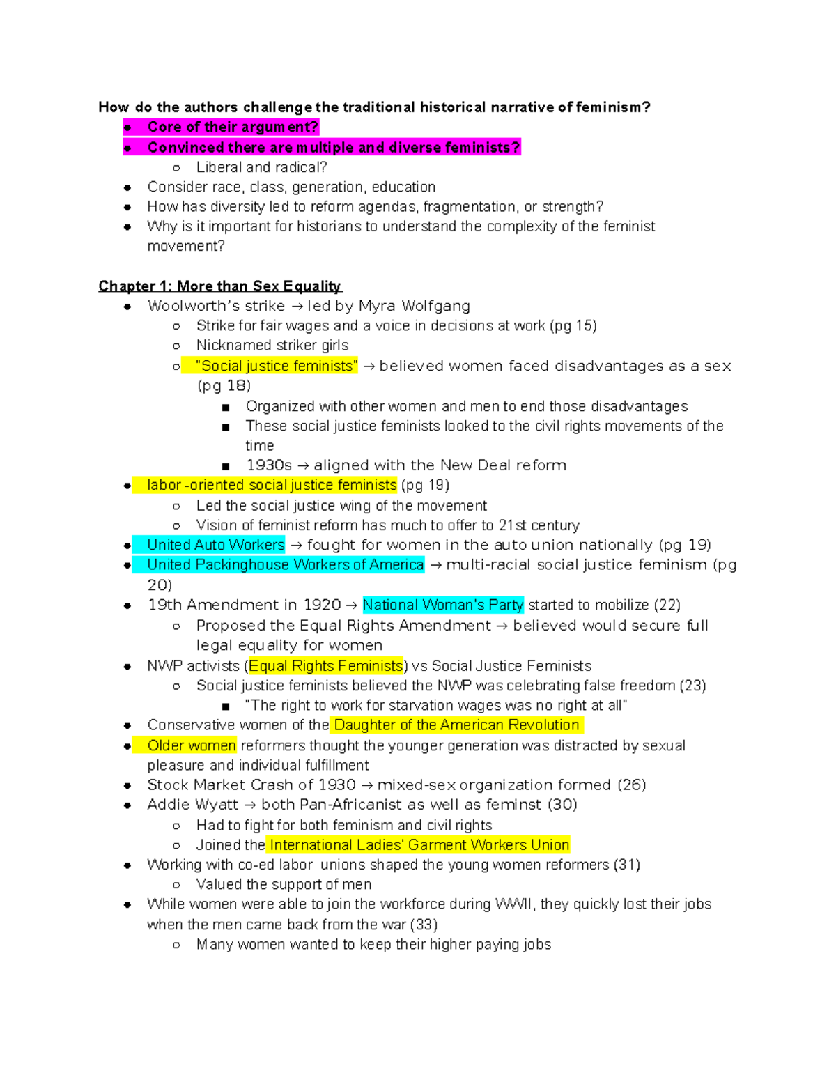 Feminism Unfinished Notes - How do the authors challenge the ...