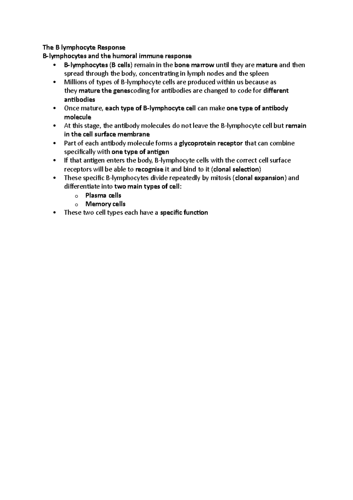The B lymphocyte Response - The B lymphocyte Response B-lymphocytes and ...