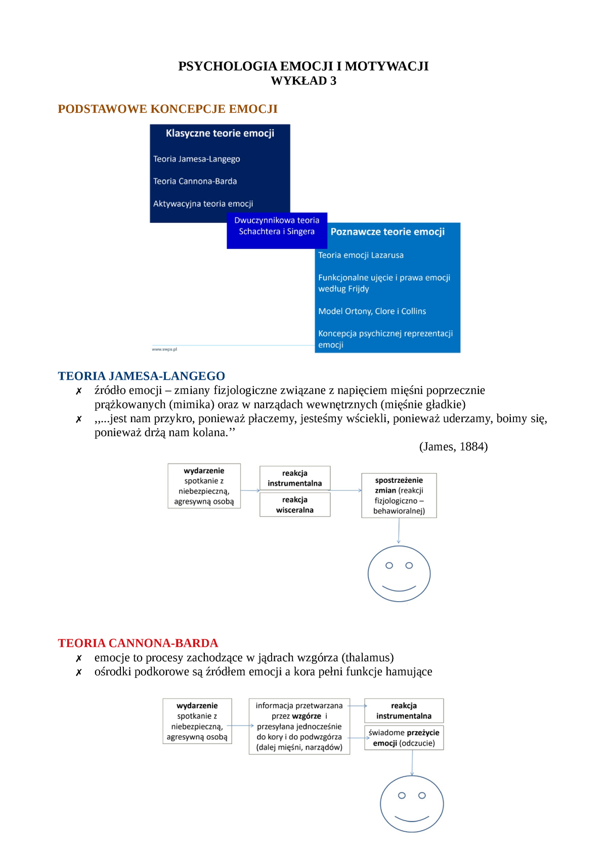 Psychologia Emocji I Motywacji - Wykład 3 - PSYCHOLOGIA EMOCJI I ...