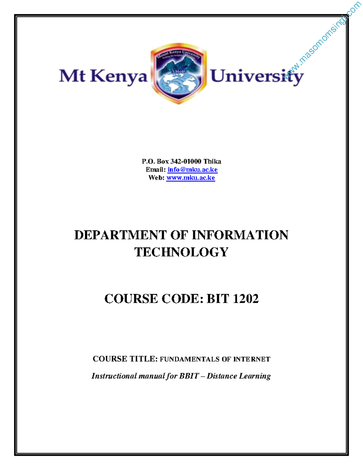 Internet-module - module - P. Box 342-01000 Thika Email: info@mku.ac ...