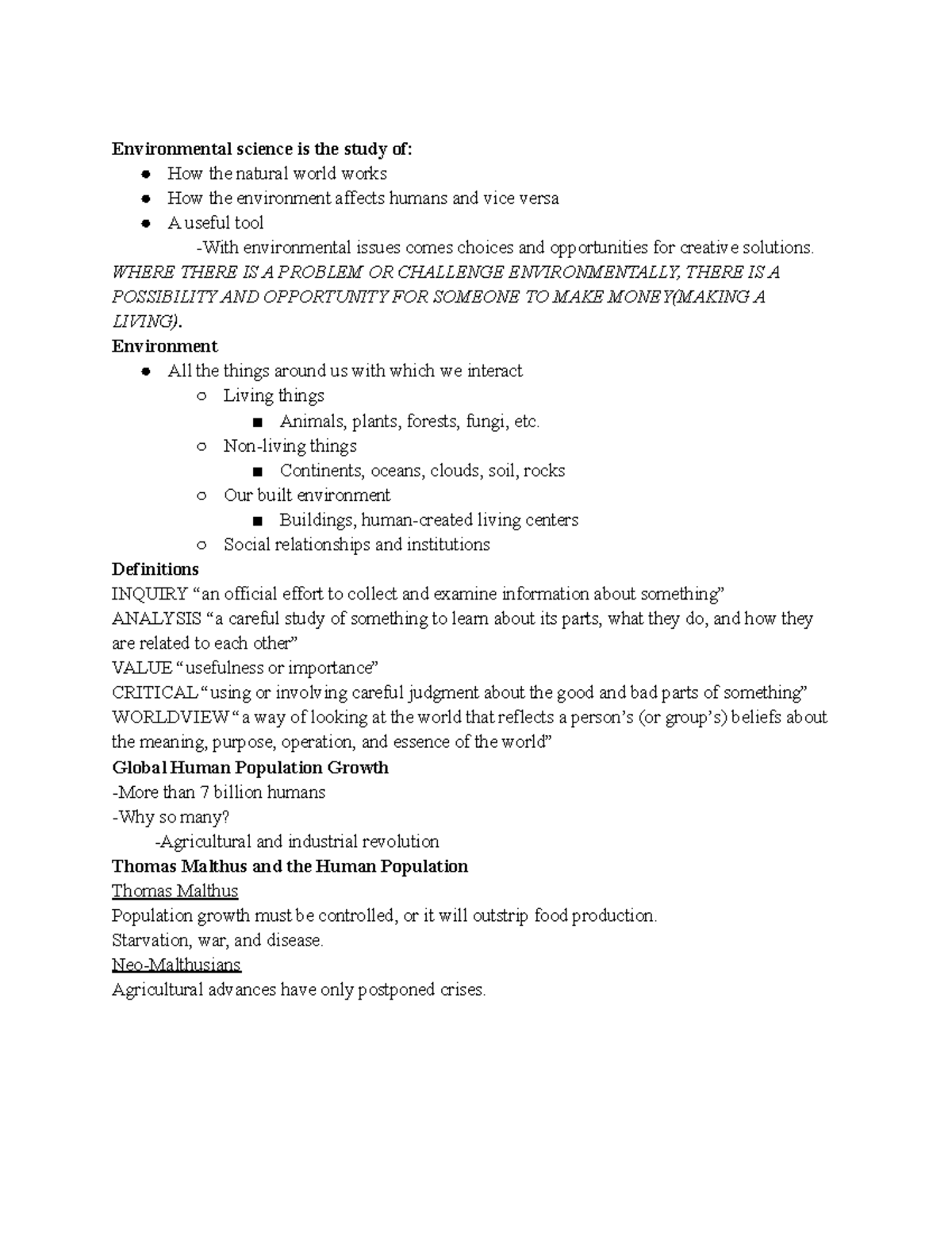 Environmental Science Exam1 - Environmental science is the study of ...