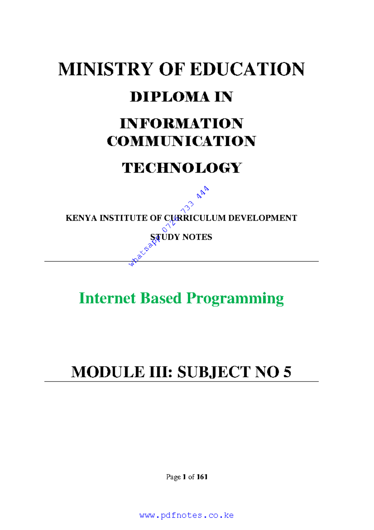 IBP - Page 1 of 161 MINISTRY OF EDUCATION DIPLOMA IN INFORMATION ...