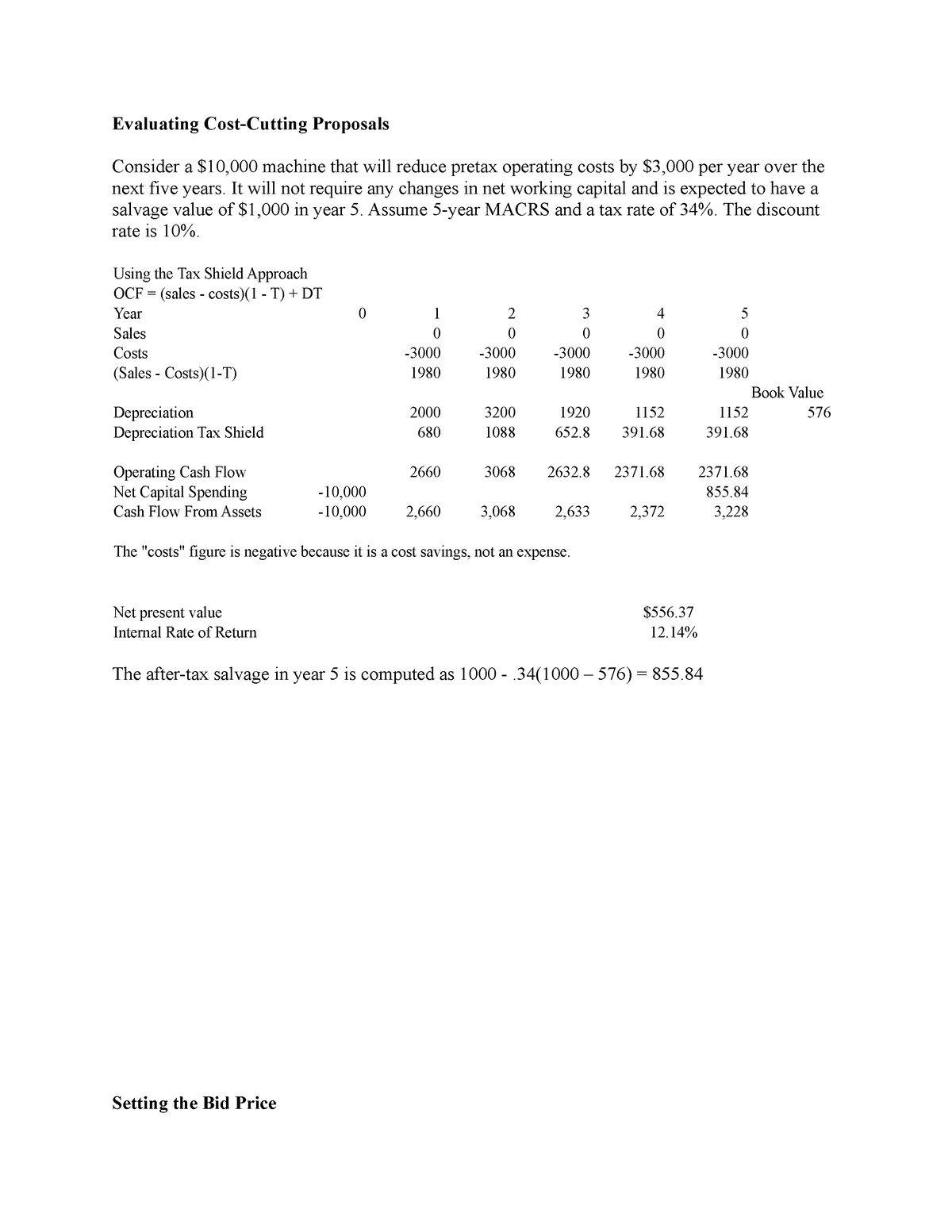 Evaluating Cost Cutting Project Evaluating CostCutting Proposals