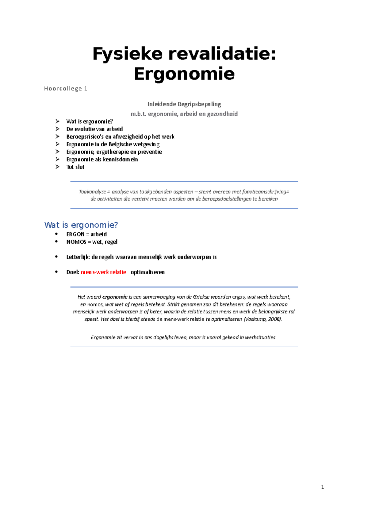 Fysieke Revalidatie- Ergonomie - Fysieke Revalidatie: Ergonomie ...