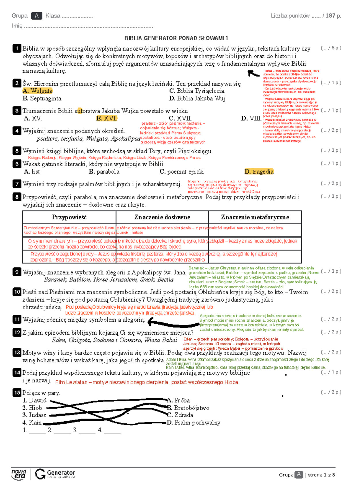 Sprawdzian Z Biblii Magdalena Lotterhoff
