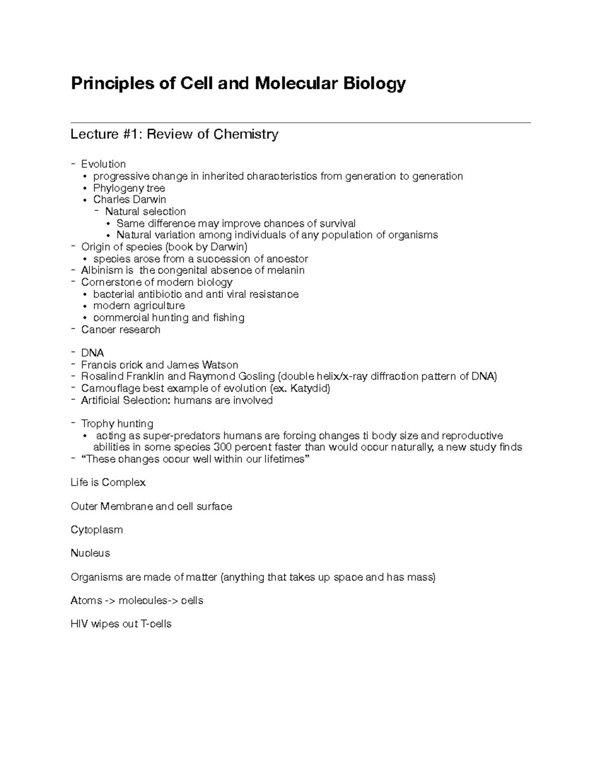 Bio 203 Lecture Notes Chapter 2-5 - Principles Of Cell And Molecular ...