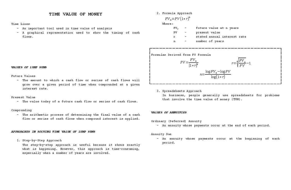 Time Value of Money - TIME VALUE OF MONEY Time Lines - An important ...