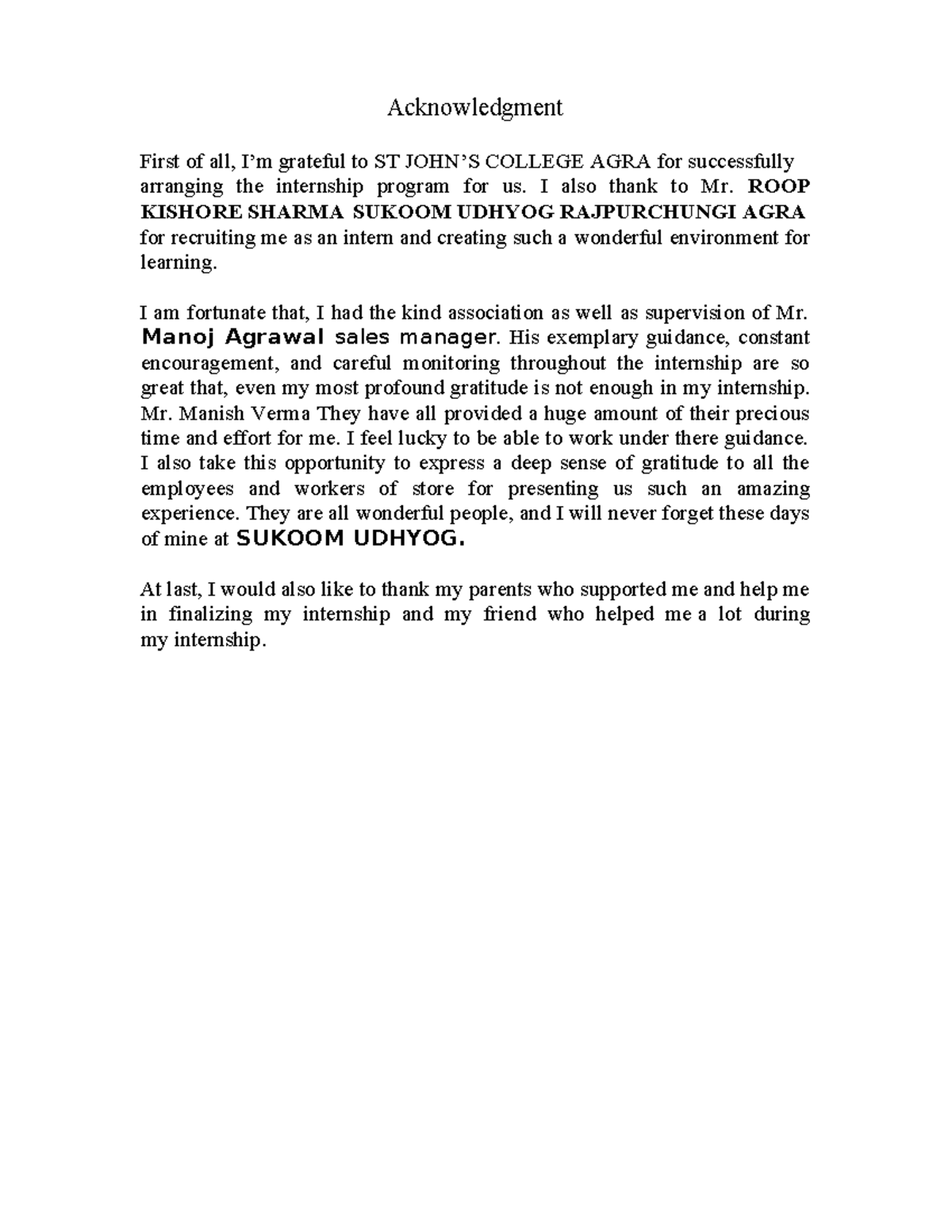 internship file - Acknowledgment First of all, I’m grateful to ST JOHN ...