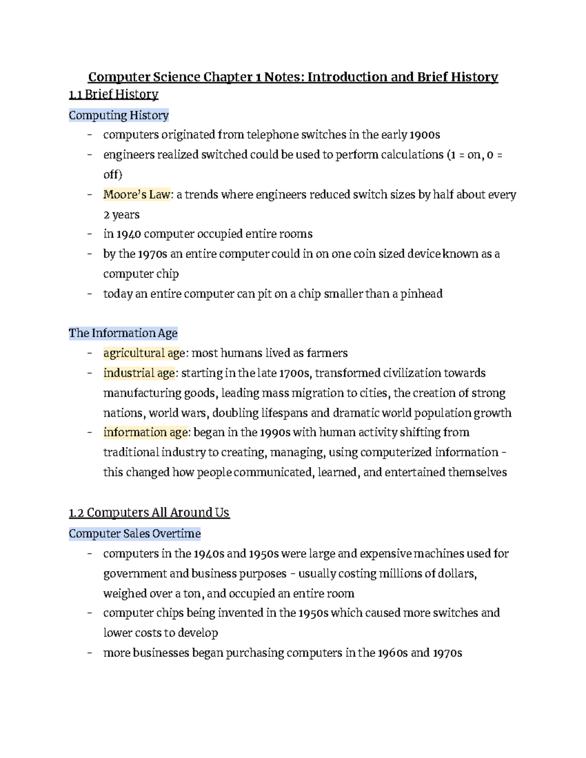 Computer Science Chapter 1 Notes - Computer Science Chapter 1 Notes ...