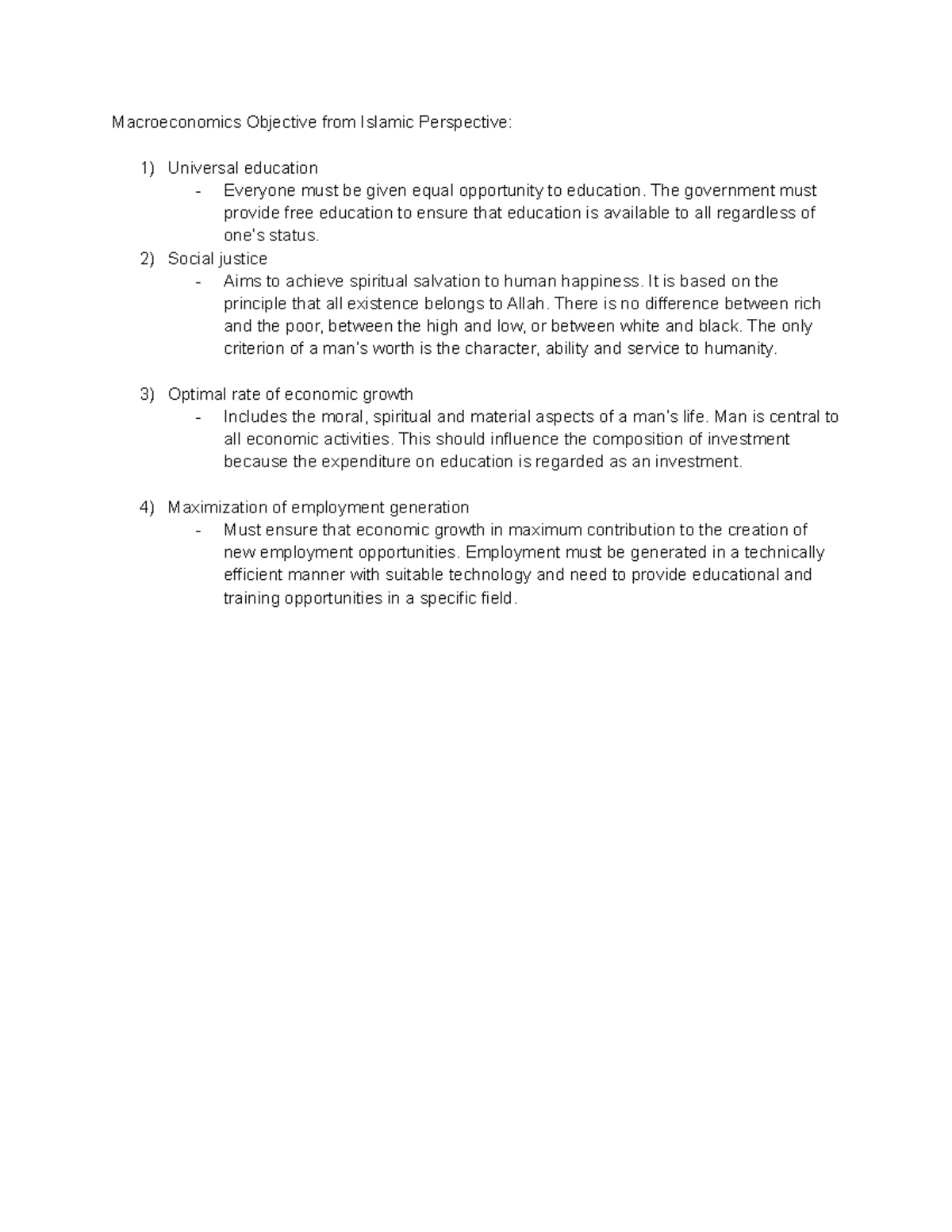 Macroeconomic Objective The Government Must Provide Free Education To 