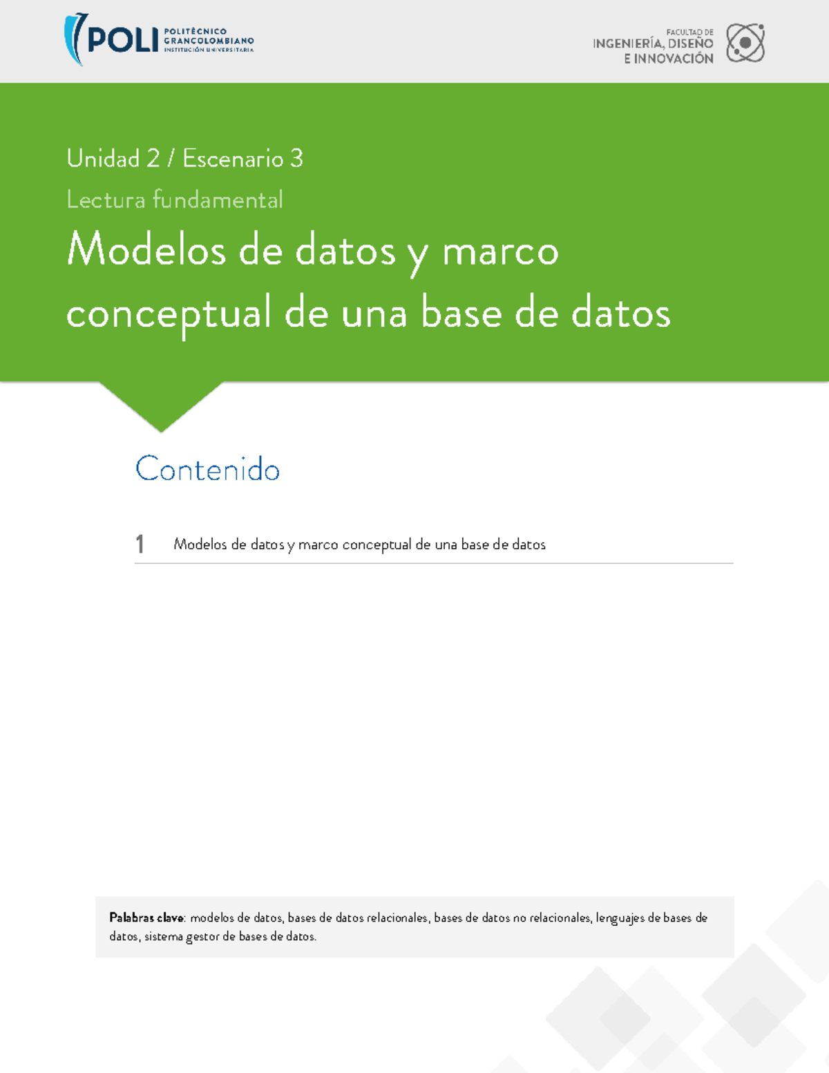 Lectura 20 Fundamental 203 - Palabras Clave : Modelos De Datos, Bases ...